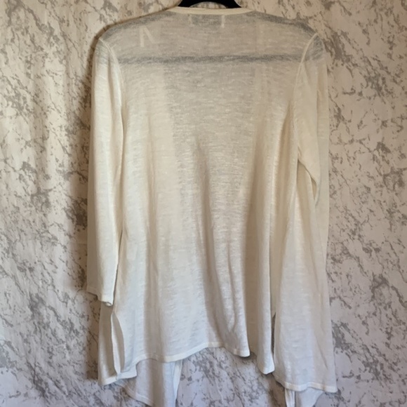 Jones Studio Linen Drape Front Cardigan White Size Medium - Picture 9 of 10